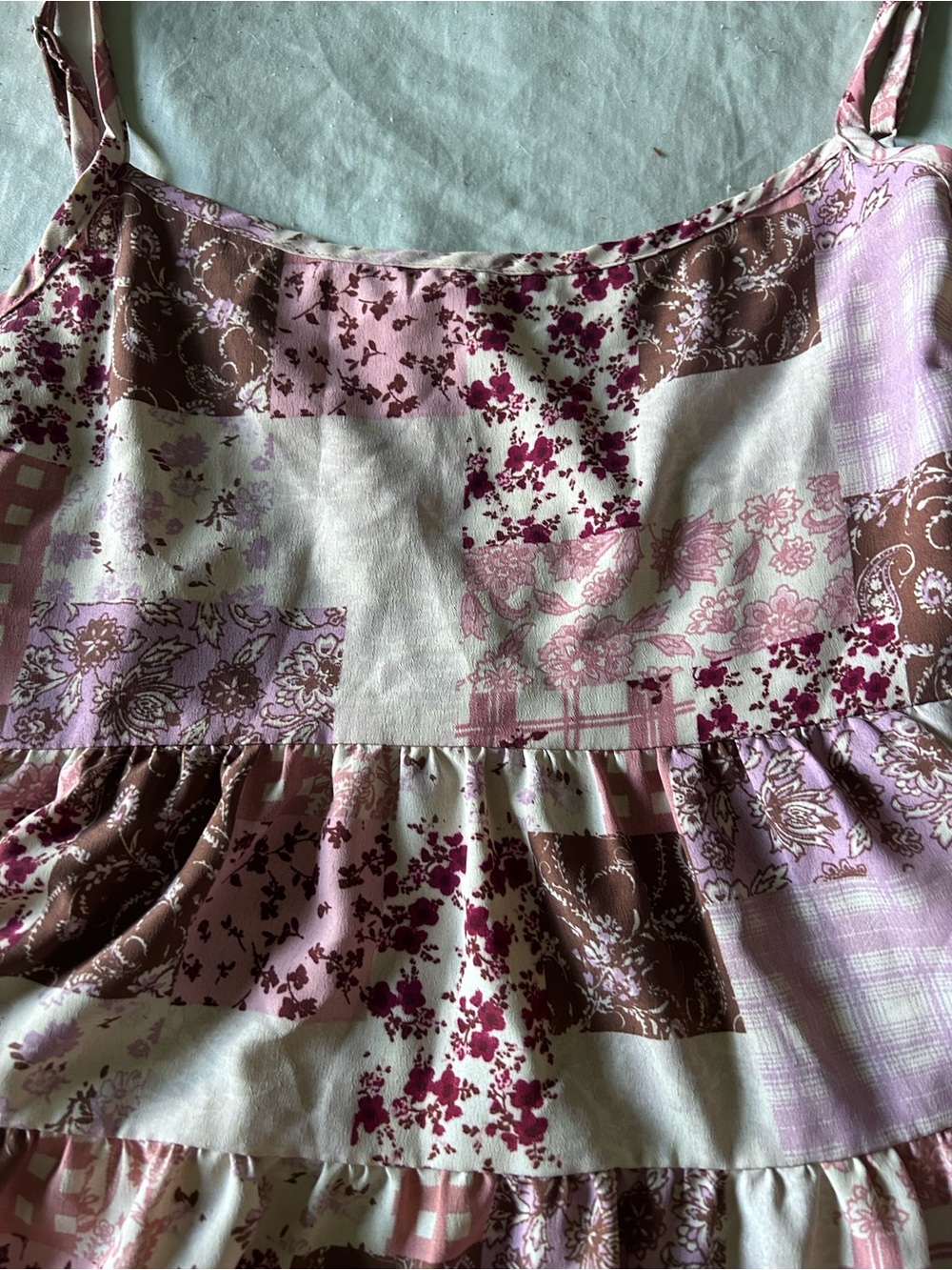 Altar'd State Pink Patchwork Ruffle Cami - Picture 2 of 3